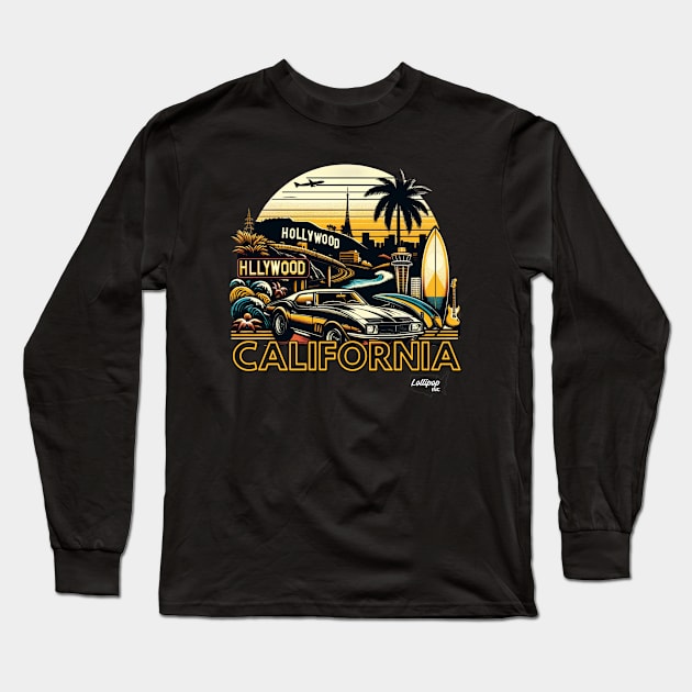 California Sunset Boulevard Rhapsody: L.A.'s Retro Allure- American Vintage style USA State Long Sleeve T-Shirt by LollipopINC